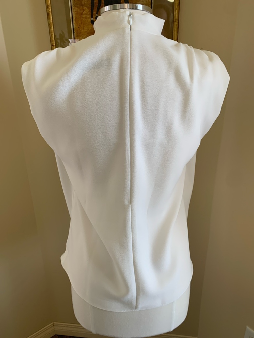 Zara Draped Sleeveless Mock Neck Top - White - Picture 10 of 13